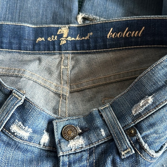 7 for all mankind Medium Wash Bootcut Distressed Jeans 26 - Picture 9 of 11